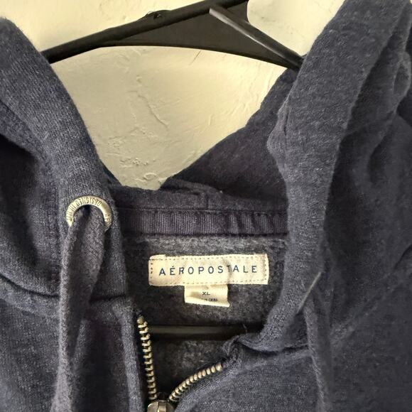 Aeropostale Y2k Style Navy Zip Up Hoodie Sweatshirt Logo Graphic‎ XL Full Zip - Picture 4 of 8